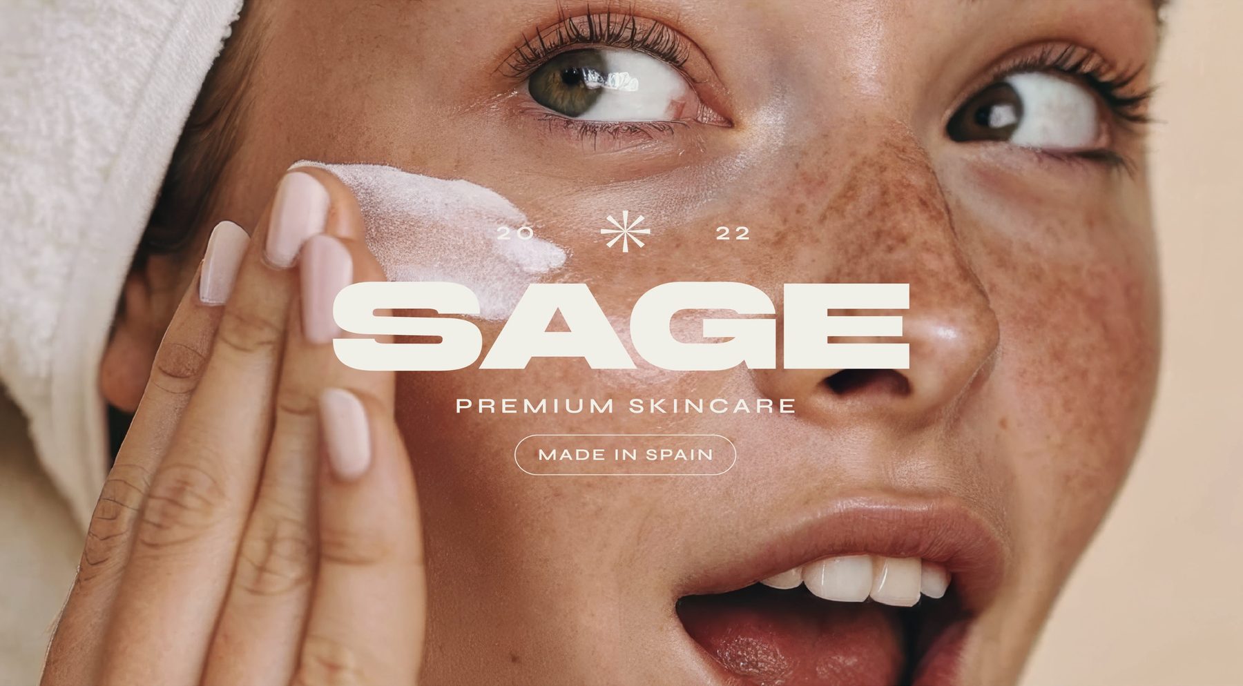 SAGE campaign hero — premium skincare application close-up