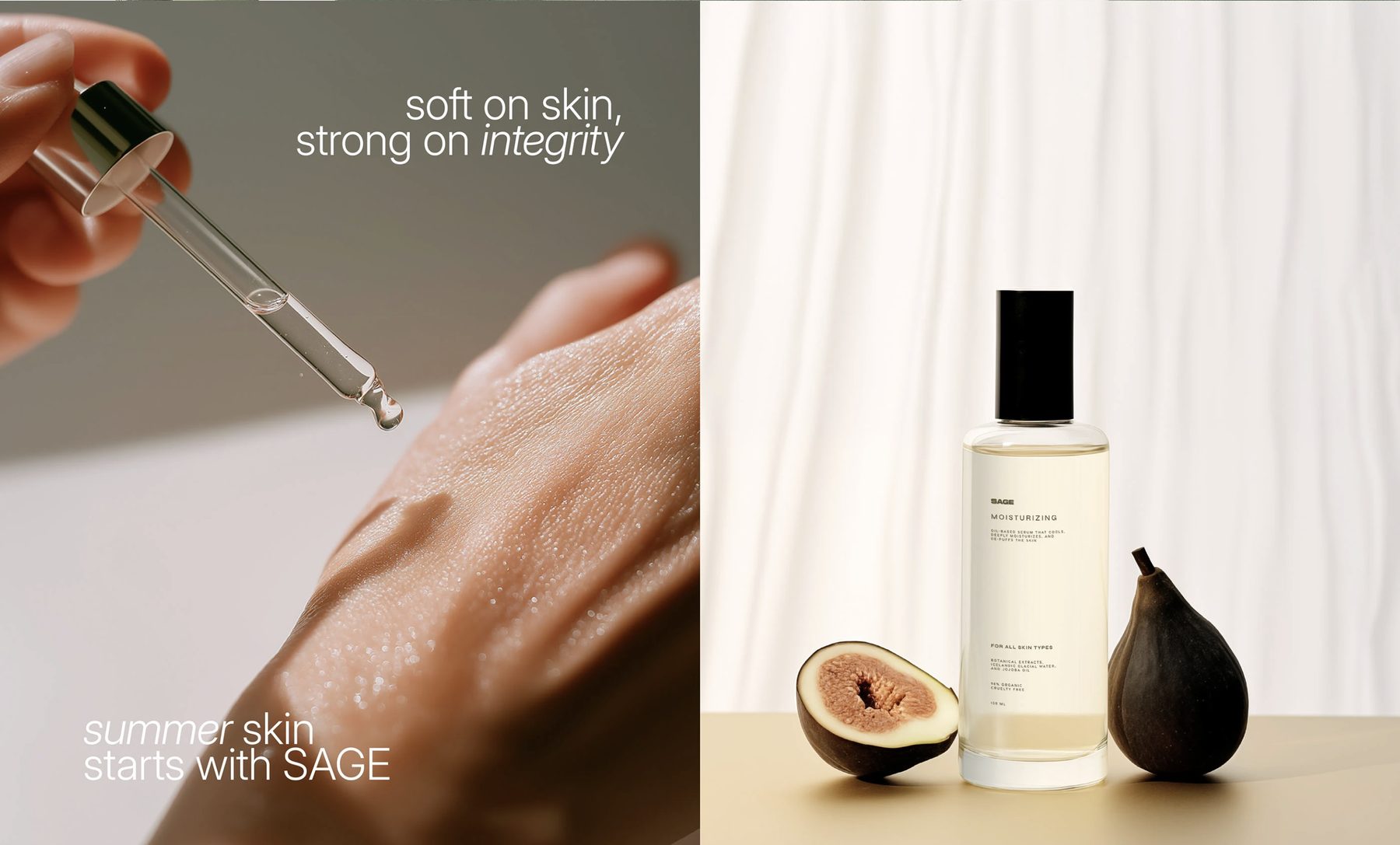 SAGE lifestyle campaign — serum application and product styling